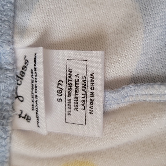 art class Pajama Bottom Daisy Flowers Flare Bottom Blue White Size Small 6-7 - Picture 4 of 8